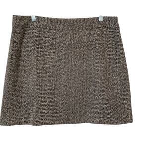 DKNYC Mini Skirt Womens 12 Wool Blend Tweed Brown White